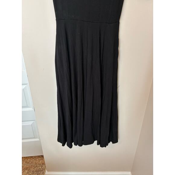 REFORMATION Jeans Lilian Midi Dress Black Jersey Stretch Swing Sz M Black Dress - Picture 5 of 8